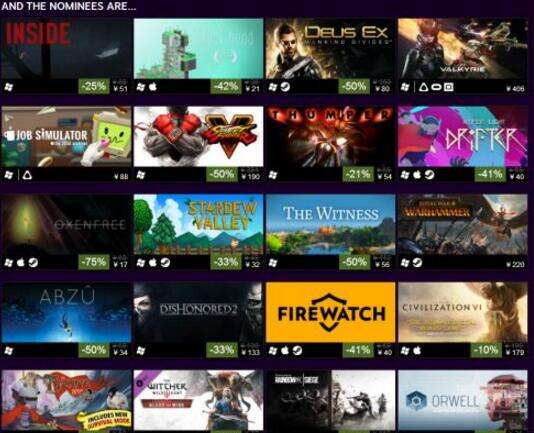 Steam商店TGA提名游戏打折 羞辱2仅133元