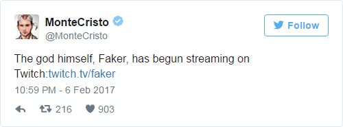 Faker降临Twitch直播 轻松打破个人观看人数