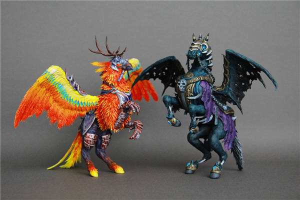 工艺品级别粘土作品欣赏 魔羽角鹰兽坐骑 