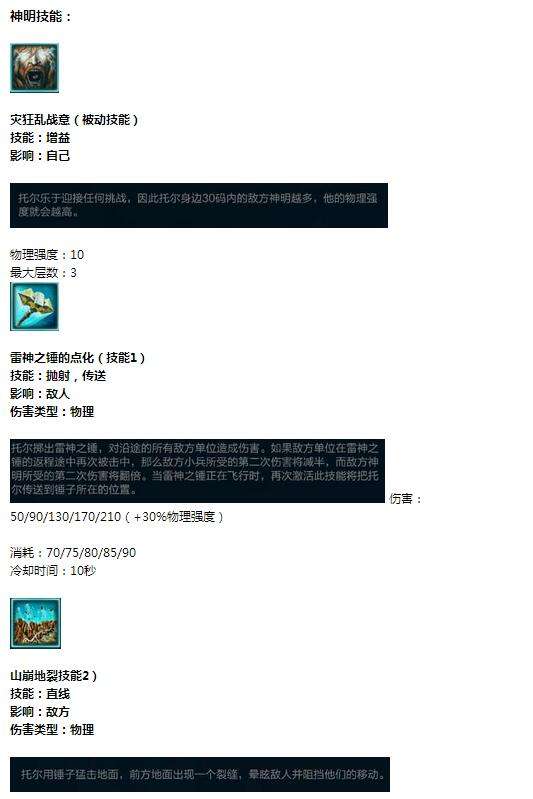 神明优劣个人总结篇 神之浩劫北欧雷神托尔