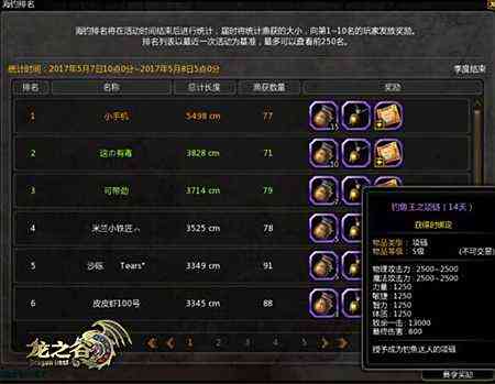 龙之谷海钓最后四赛季速度约起来 赢好项链