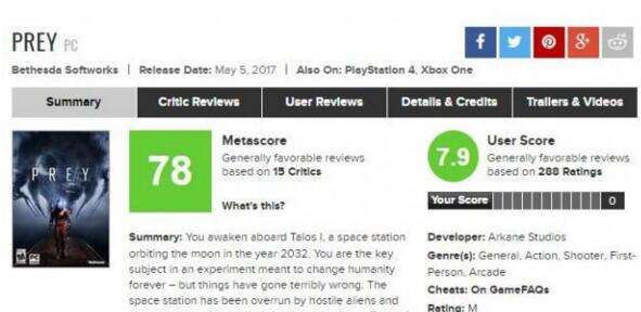 《掠食》GameSpot 6分 故事薄弱任务平庸