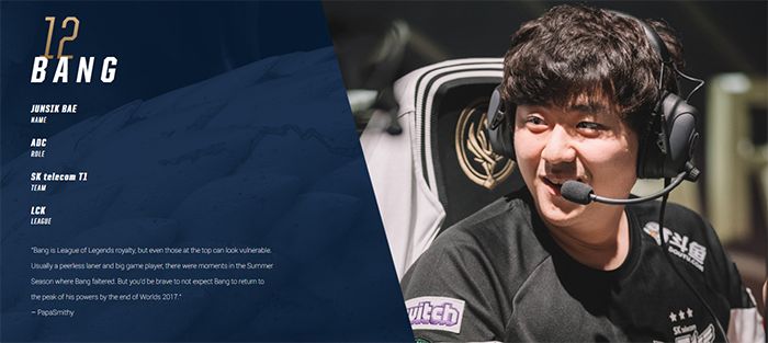 2017全球总决赛20强选手公布 小虎荣登LPL榜首