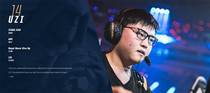 2017全球总决赛20强选手公布 小虎荣登LPL榜首