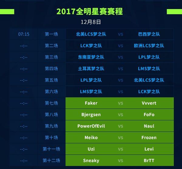全明星赛赛程公布：LPL将首战东南亚