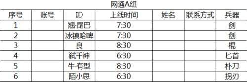 天武联赛单挑第二阶段 6.17网通A组对阵表