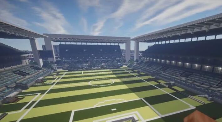 我的世界命令方块建造足球场 来踢欧洲杯