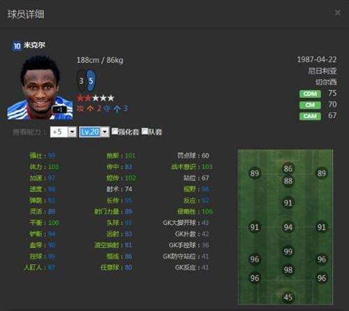 FIFA Online3米克尔各赛季卡评测推荐