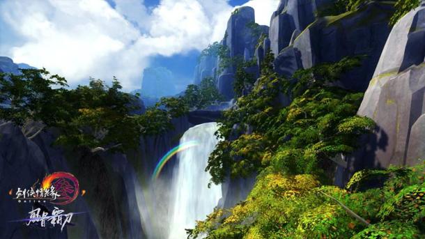 《剑网3》霸刀地图绝美风景 更有彩虹瀑布