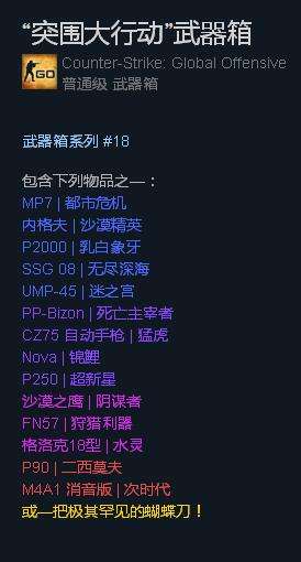 csgo突围大行动箱子有什么武器 