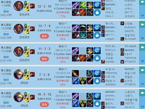 UZI王者归来 韩服排位连胜冲击Rank前十