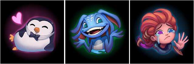 今天测试服上新增了三款表情,分别是"热吻企鹅","菲兹嘲讽"以及"再会